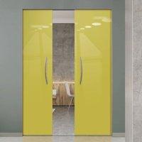 Eclisse 10mm Gloss Yellow - Green Colour Glass Syntesis Double Pocket Door - 1027