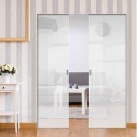 eclisse 10mm satin white colour glass syntesis double pocket door 8105