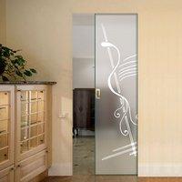 Eclisse 10mm Viola Sandblasted Design on Clear or Satin Glass Syntesis Pocket Door