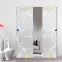 Eclisse 10mm D.B. Murano Design on Clear or Satin Glass Syntesis Double Pocket Door