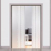 Eclisse 10mm Banda Sandblasted Design on Clear or Satin Glass Double Pocket Door