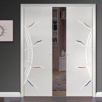 Eclisse 10mm Stargate Murano Design on Clear or Satin Glass Double Pocket Door