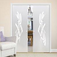 Eclisse 10mm Oblio Murano Design on Clear or Satin Glass Double Pocket Door