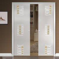 Eclisse 10mm Hydra Murano Design on Clear or Satin Glass Double Pocket Door