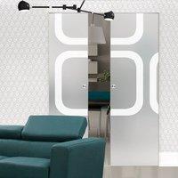 Eclisse 10mm Space Age Sandblasted Design on Clear or Satin Glass Syntesis Double Pocket Door