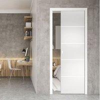 Eclisse 10mm Righe 1 Sandblasted Design on Clear or Satin Glass Pocket Door