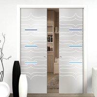 Eclisse 10mm Tunisi Murano Design on Clear or Satin Glass Double Pocket Door