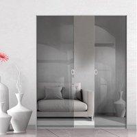 eclisse 10mm grey tinted glass syntesis double pocket door no design