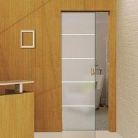 Eclisse 10mm Righe 1 Sandblasted Design on Clear or Satin Glass Syntesis Pocket Door