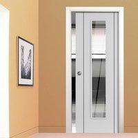 Eco Parelo Satin White Single Pocket Door - Clear Glass - Prefinished