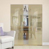 Eclisse 10mm Satin Amber Colour Glass Syntesis Double Pocket Door - 8109