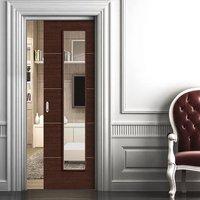 Eco Wenge Single Pocket Door - Clear Glass - Prefinished