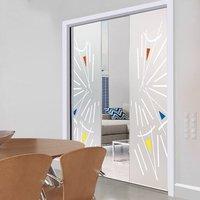 Eclisse 10mm Pastelli Murano Design on Clear or Satin Glass Double Pocket Door