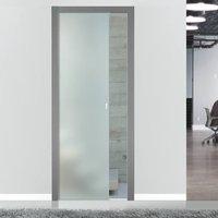 eclisse 10mm plain satin glass pocket door no design