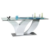 Eclypse Dining Table In Clear Glass Top With White Gloss Base