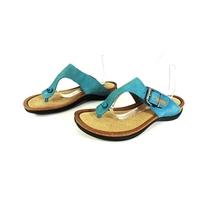Ecco Size 4 Sapphire Blue Suede Toe-Thong Sandals