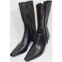 ecco size 40 65 black leather mid calf boots