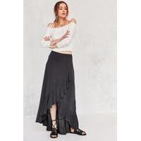 Ecote Aranza Ruffle Wrap Maxi Skirt, BLACK