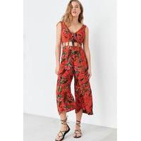 ecote saraphina cutout button front jumpsuit black multi