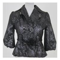 Echoo, size M/L black & silver floral short jacket