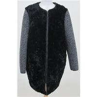 Eco di soul, size L black faux fur knit sleeve coat