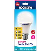 ecozone b22 daylight led biobulb 14 watt 100 watt equivalent