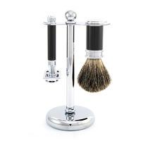 Edwin Jagger Ebony & Chrome 3 Piece Shaving Set