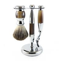 Edwin Jagger Horn & Chrome 3 Piece Shaving Set