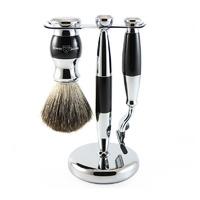 Edwin Jagger Ebony & Chrome 3 Piece Shaving Set