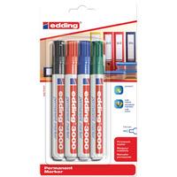 Edding 4-3000-4 Assorted Round Tip Permanent Marker E-3000-4 Pack of 4