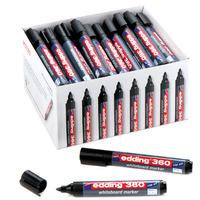 edding 360 black broad tip dry wipe markers box of 50