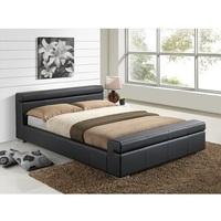 Edward Modern Bed In Black Faux Leather With Chrome Feet