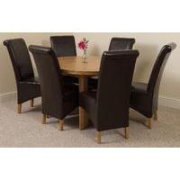 edmonton oak extending round dining table 6 black montana chairs