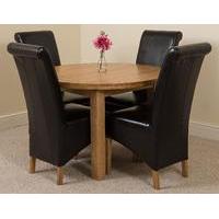 Edmonton Oak Extending Round Dining Table 4 Brown Montana Chairs