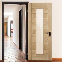 Edmonton Oak Flush Door with Clear Safety Glass, Prefinished