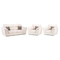 Eden 3 Seater Sofa and 2 Armchairs Suite Cream