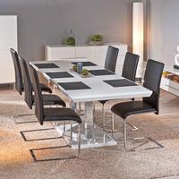 edmonton extendable white gloss dining table 6 trishell chairs