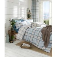 Edinburgh Double Blue Tartan Plaid Reversible Cotton Blend Duvet Cover Set