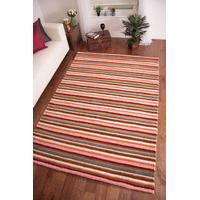 Eden Modern Thick Red Stripes\'\'Indian Wool Rug 160cm x 230cm (5ft 3\