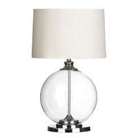 Edna Table Lamp Clear GlassChrome Natural Fabric Shade
