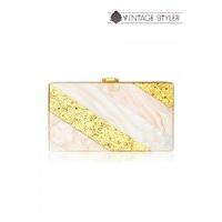 edith pearlescent blush and gold clutch bag