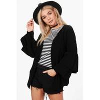 edge to edge ruffle cardigan black