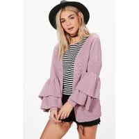 Edge To Edge Ruffle Cardigan - lilas