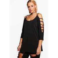 Edith Strappy Detail Top - black