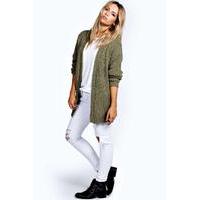 edge to edge grungy cardigan khaki