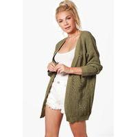 Edge to Edge Waffle Cardigan - khaki