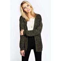 Edge To Edge Grungy Marl Knit Cardigan - khaki