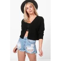 Edge To Edge Crop Cardigan - black