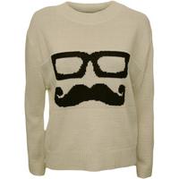 effie moustache and glasses detail jumper cream