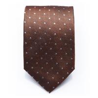 Egerton Fired Earth - Brown/white dotted silk necktie